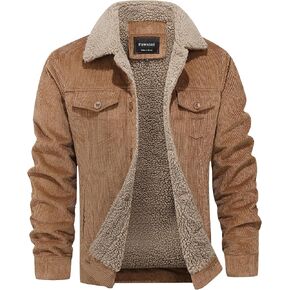 Fuwenni Men's Corduroy Sherpa Lined Warm Jacket Winter Thick Thermal Cargo Jackets Coat in Kuwait