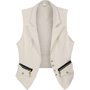 OFOKEDA Women's Lapel Denim Vest Button Vest Jacket Blue Vest in Kuwait