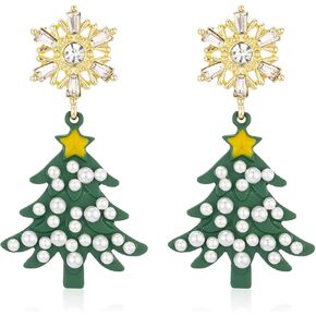 أقراط عيد الميلاد للنساء، أقراط شجرة عيد الميلاد مع أقراط اللؤلؤ، أقراط العطلات للفتيات، هدايا تزيين مجوهرات عيد الميلاد in Kuwait