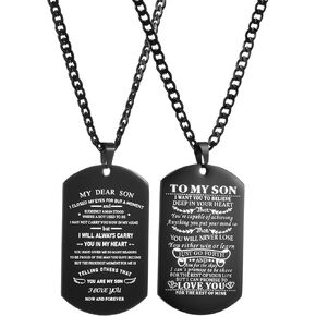 2 قطعة قلادة علامة الكلب لابني من أبي أمي أريدك أن تصدق بعمق في قلبك الفولاذ المقاوم للصدأ علامة الكلب قلادة عسكرية قلادة مجوهرات ملهمة عيد ميلاد التخرج عيد الحب هدايا عيد الميلاد للابن الرجال in Kuwait