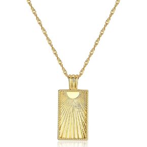 LEMON GRASS Womens Rose Coin Gold Necklace | Flower Disc Necklace Flat Curb Chain 16''+2''