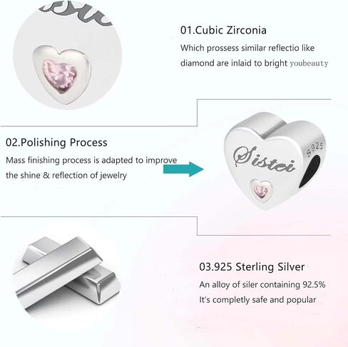 JEWBERY 925 فضة استرلينية من الخرز لأساور Pandora Charms، هدايا مجوهرات للسيدات والفتيات. in Kuwait