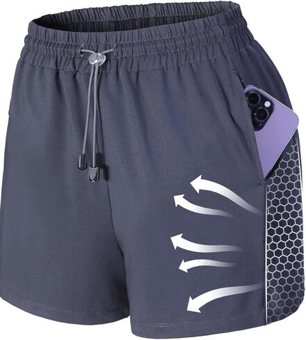 شورت جري للسيدات من COMFY ONE مع جيب 2 في 1 شورت رياضي للتمارين الرياضية in Kuwait