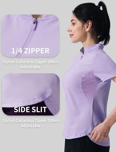 قمصان Hiverlay للتمرين للنساء للجري والمشي لمسافات طويلة وقمصان جولف سريعة الجفاف بعامل حماية من الأشعة فوق البنفسجية 50+ SPF بلوفر خفيف الوزن مع جيب in Kuwait