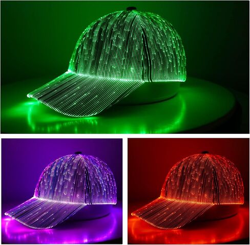 TECZERO LED Light up Glow Hat, Rechargeable Fiber Optic Luminous Baseball Cap for Christmas Gift Party Festival Dance Rave in Saudi Arabia