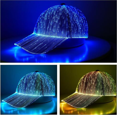 TECZERO LED Light up Glow Hat, Rechargeable Fiber Optic Luminous Baseball Cap for Christmas Gift Party Festival Dance Rave in Saudi Arabia