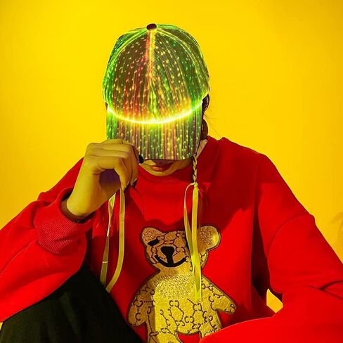 TECZERO LED Light up Glow Hat, Rechargeable Fiber Optic Luminous Baseball Cap for Christmas Gift Party Festival Dance Rave in Saudi Arabia