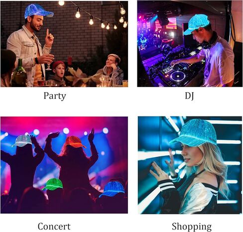 TECZERO LED Light up Glow Hat, Rechargeable Fiber Optic Luminous Baseball Cap for Christmas Gift Party Festival Dance Rave in Saudi Arabia
