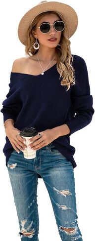 Iandroiy Women's Batwing Sleeve Off Shoulder Loose Oversized Baggy Tops Sweater Pullover Casual Blouse T-Shirt in Kuwait