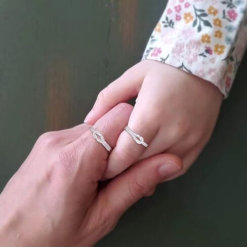 Love Between Mother Daughter Ring for Women S925 Sterling Silver Square Knot Ring Engraved "I Love You Forever" Mothers'Day Birthday Christmas Jewelry Gift for Mother Ring Daughter Grandma in Saudi Arabia