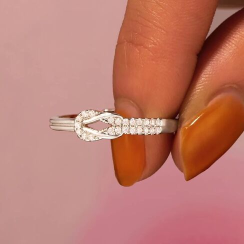 Love Between Mother Daughter Ring for Women S925 Sterling Silver Square Knot Ring Engraved "I Love You Forever" Mothers'Day Birthday Christmas Jewelry Gift for Mother Ring Daughter Grandma in Saudi Arabia