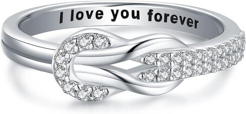 Love Between Mother Daughter Ring for Women S925 Sterling Silver Square Knot Ring Engraved "I Love You Forever" Mothers'Day Birthday Christmas Jewelry Gift for Mother Ring Daughter Grandma in Saudi Arabia