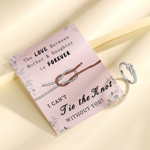 Love Between Mother Daughter Ring for Women S925 Sterling Silver Square Knot Ring Engraved "I Love You Forever" Mothers'Day Birthday Christmas Jewelry Gift for Mother Ring Daughter Grandma in Saudi Arabia
