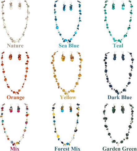 Firstmeet Long Multicolor Shell Beaded Necklace with Earrings Seashell Pendant Cultured Freshwater Pearl Handmade Boho Necklace for Women in Saudi Arabia