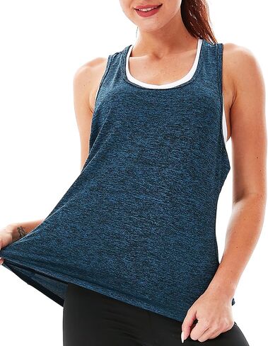 SILKWORLD Workout Tops for Women Racerback Tank Tops Yoga Shirts Athletic Running Open Back Workout Tops for Women in Saudi Arabia