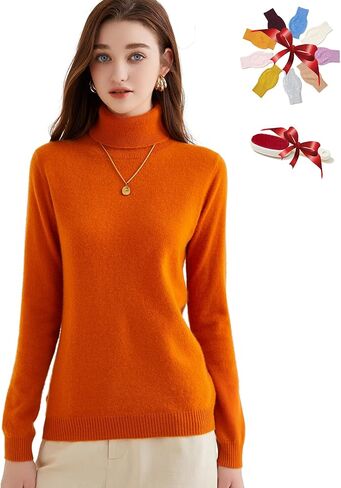 LINY XIN Women's Turtleneck 100% Pure Cashmere Sweater Fall Winter Warm Soft Lightweight Long Sleeve Knitted Pullover in Kuwait