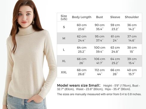 LINY XIN Women's Turtleneck 100% Pure Cashmere Sweater Fall Winter Warm Soft Lightweight Long Sleeve Knitted Pullover in Kuwait