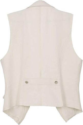 OFOKEDA Women's Lapel Denim Vest Button Vest Jacket Blue Vest in Kuwait
