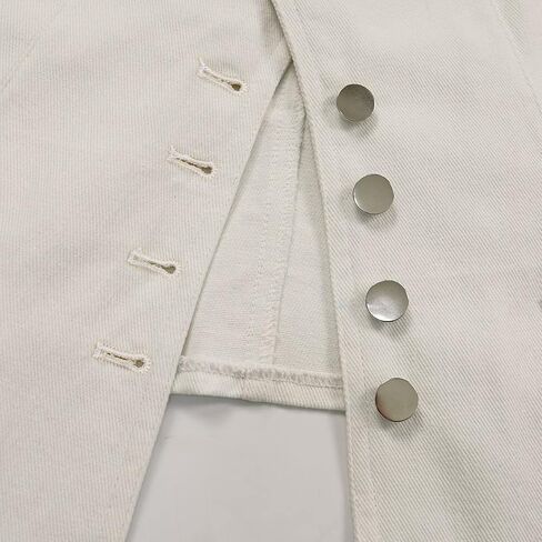 OFOKEDA Women's Lapel Denim Vest Button Vest Jacket Blue Vest in Kuwait