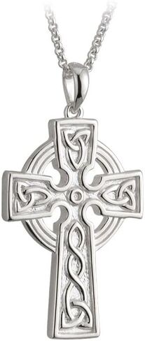 Solvar Men’s Celtic Cross Necklace Sterling Silver 2 Sided 20 Inches Chain Irish Made in Saudi Arabia