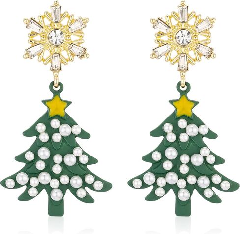 أقراط عيد الميلاد للنساء، أقراط شجرة عيد الميلاد مع أقراط اللؤلؤ، أقراط العطلات للفتيات، هدايا تزيين مجوهرات عيد الميلاد in Kuwait