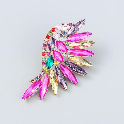 Angel Wing Statement Stud Earrings Cubic Zirconia Colorful Rhinestone Geometrical Flower Dangle Drop Earring Fashion Exaggerated Jewelry Gifts for Women Girls in Kuwait