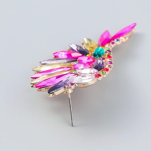 Angel Wing Statement Stud Earrings Cubic Zirconia Colorful Rhinestone Geometrical Flower Dangle Drop Earring Fashion Exaggerated Jewelry Gifts for Women Girls in Kuwait