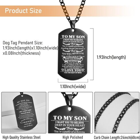 2 قطعة قلادة علامة الكلب لابني من أبي أمي أريدك أن تصدق بعمق في قلبك الفولاذ المقاوم للصدأ علامة الكلب قلادة عسكرية قلادة مجوهرات ملهمة عيد ميلاد التخرج عيد الحب هدايا عيد الميلاد للابن الرجال in Kuwait