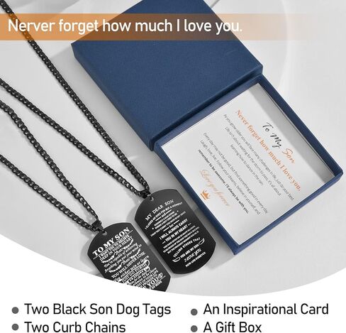 2 قطعة قلادة علامة الكلب لابني من أبي أمي أريدك أن تصدق بعمق في قلبك الفولاذ المقاوم للصدأ علامة الكلب قلادة عسكرية قلادة مجوهرات ملهمة عيد ميلاد التخرج عيد الحب هدايا عيد الميلاد للابن الرجال in Kuwait