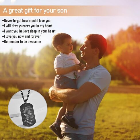 2 قطعة قلادة علامة الكلب لابني من أبي أمي أريدك أن تصدق بعمق في قلبك الفولاذ المقاوم للصدأ علامة الكلب قلادة عسكرية قلادة مجوهرات ملهمة عيد ميلاد التخرج عيد الحب هدايا عيد الميلاد للابن الرجال in Kuwait