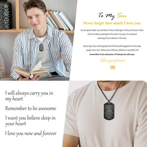 2 قطعة قلادة علامة الكلب لابني من أبي أمي أريدك أن تصدق بعمق في قلبك الفولاذ المقاوم للصدأ علامة الكلب قلادة عسكرية قلادة مجوهرات ملهمة عيد ميلاد التخرج عيد الحب هدايا عيد الميلاد للابن الرجال in Kuwait