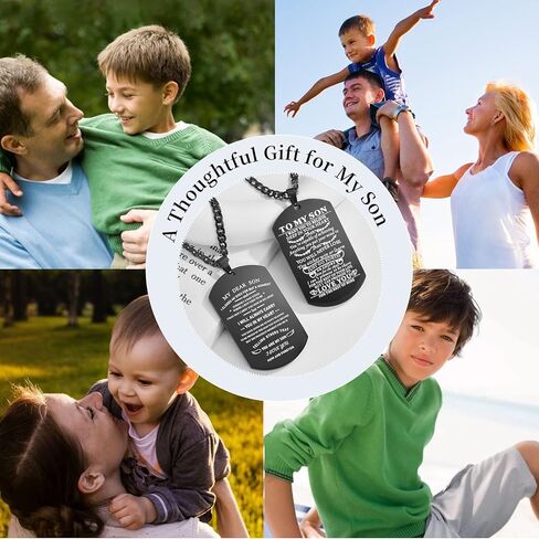 2 قطعة قلادة علامة الكلب لابني من أبي أمي أريدك أن تصدق بعمق في قلبك الفولاذ المقاوم للصدأ علامة الكلب قلادة عسكرية قلادة مجوهرات ملهمة عيد ميلاد التخرج عيد الحب هدايا عيد الميلاد للابن الرجال in Kuwait