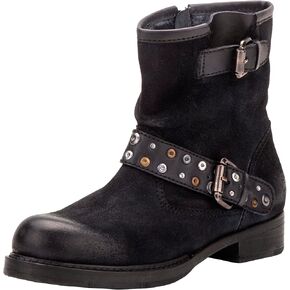 Vintage Foundry Co. Women's Miriam Handmade Rugged Burnished Ankle Boots w Adjustable Stud Straps Gussets Full Side Zipper Low Block Heel Casual Combat Goth Gothic Victorian Engineer Western Comic Con