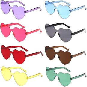 Heart Shaped Sunglasses for Women, Transparent Candy Rimless Sunglasses, Fashion Heart Shaped Glasses for Party Favor
