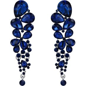 EVER FAITH Women's Austrian Crystal Gorgeous Tear Drops Wedding Dangle Clip-on Earrings in Saudi Arabia