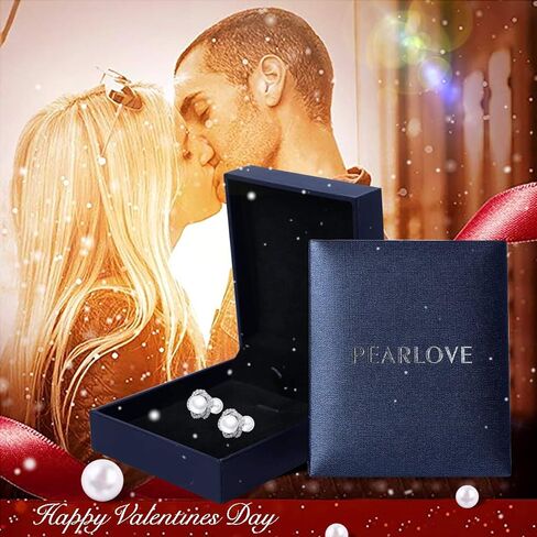 أقراط اللؤلؤ PEARLOVE للنساء، أقراط نسائية بسيطة مرصعة باللؤلؤ مع صندوق هدايا مجوهرات in Kuwait