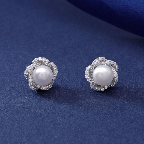 أقراط اللؤلؤ PEARLOVE للنساء، أقراط نسائية بسيطة مرصعة باللؤلؤ مع صندوق هدايا مجوهرات in Kuwait
