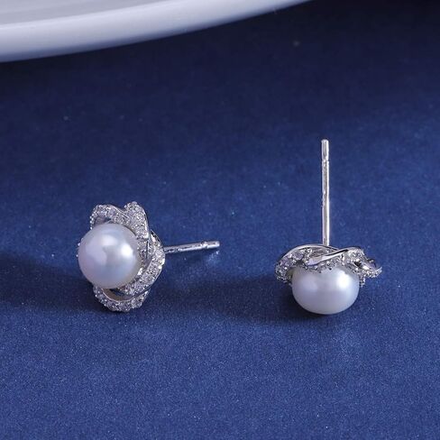 أقراط اللؤلؤ PEARLOVE للنساء، أقراط نسائية بسيطة مرصعة باللؤلؤ مع صندوق هدايا مجوهرات in Kuwait