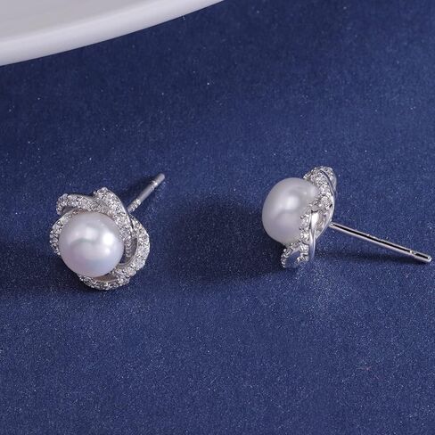 أقراط اللؤلؤ PEARLOVE للنساء، أقراط نسائية بسيطة مرصعة باللؤلؤ مع صندوق هدايا مجوهرات in Kuwait