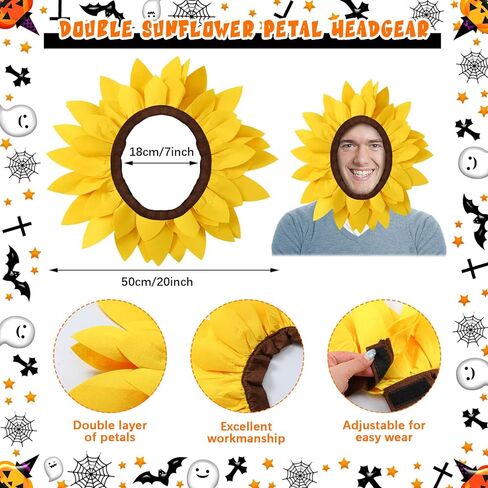 Halloween Flower Pot Costume for Adults Cosplay Women's Sunflower Costume with Headpiece for Garden Theme Party in Saudi Arabia