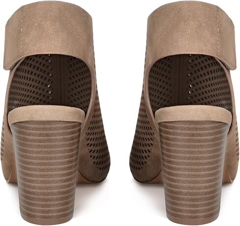 Peep Toe Booties Women, Ankle Booties Skeleton Boots Hook & Loop Strap Mid Block Heel Sandals for Women in Saudi Arabia