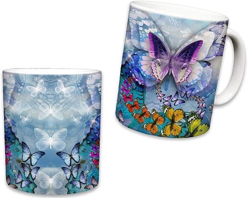 Made in USA - Colorful Butterfly Ladies V-Neck 3D Graphic Butterfly T-Shirt w/Rhinestones in Saudi Arabia