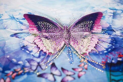 Made in USA - Colorful Butterfly Ladies V-Neck 3D Graphic Butterfly T-Shirt w/Rhinestones in Saudi Arabia