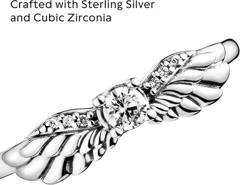 PANDORA Sparkling Angel Wings Ring - Symbol of Optimism and Faith - Sterling Silver Ring for Women - Layering or Stackable Ring - Gift foR Her - Sterling Silver with Clear Cubic Zirconia - Size 8.5 in Saudi Arabia