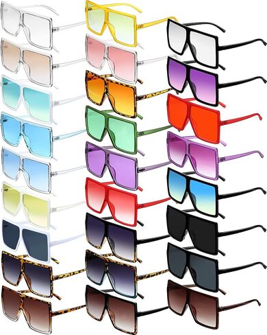 Frienda 26 Pairs Square Oversized Sunglasses for Women Men Flat Top Shades Oversize Sunglasses, 26 Colors in Saudi Arabia