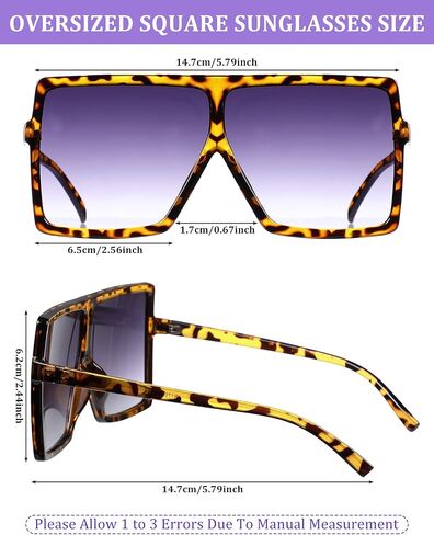 Frienda 26 Pairs Square Oversized Sunglasses for Women Men Flat Top Shades Oversize Sunglasses, 26 Colors in Saudi Arabia