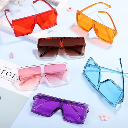 Aodaer Oversized Square Sunglasses Women Flat Top Shades Retro Sunglasses Men Vintage Big Sunglasses in Kuwait