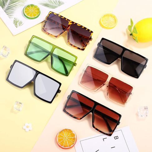 Aodaer Oversized Square Sunglasses Women Flat Top Shades Retro Sunglasses Men Vintage Big Sunglasses in Kuwait