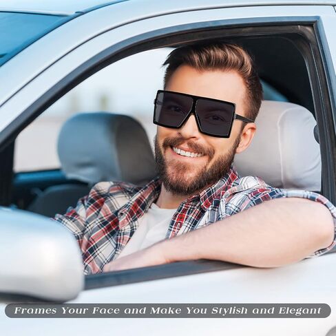 Aodaer Oversized Square Sunglasses Women Flat Top Shades Retro Sunglasses Men Vintage Big Sunglasses in Kuwait