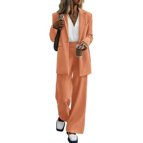 PRETTYGARDEN Women's 2023 Fall Two Piece Outfits Blazer Jacket and Wide Leg Pants Pockets Business Casual Suit Sets in Saudi Arabia